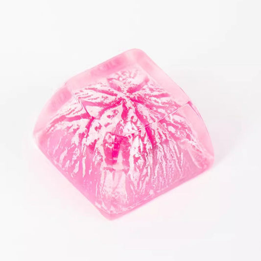 Cherry Blossom Snowpeak Resin Keycap: Where blossoms defy the freeze